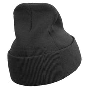 Racoon Embroidered 12 inch Acrylic Cuffed Long Beanie - Black OSFM