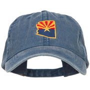 Arizona State Flag Map Embroidered Washed Cap