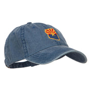 Arizona State Flag Map Embroidered Washed Cap