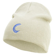 Alphabet C Embroidered 8 inch Acrylic Short Beanie - White OSFM