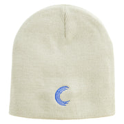 Alphabet C Embroidered 8 inch Acrylic Short Beanie - White OSFM