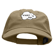 What's Up Cloud Embroidered Low Profile Dyed Cotton Twill Cap - Khaki OSFM