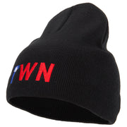 Taiwan Country Three-Letter TWN Flag Embroidered 8 Inch Knitted Short Beanie