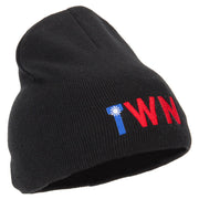 Taiwan Country Three-Letter TWN Flag Embroidered 8 Inch Knitted Short Beanie