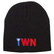 Taiwan Country Three-Letter TWN Flag Embroidered 8 Inch Knitted Short Beanie