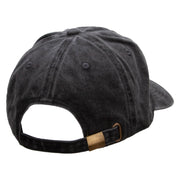 Paris Embroidered Washed Solid Pigment Dyed Cotton Twill Brass Buckle Cap - Black OSFM