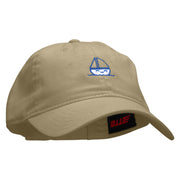 Cute Boat Embroidered Deluxe Washed Twill Cap - Khaki OSFM