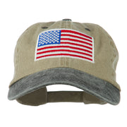 American Flag Embroidered Washed Two Tone Cap