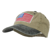 American Flag Embroidered Washed Two Tone Cap