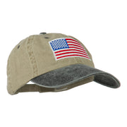 American Flag Embroidered Washed Two Tone Cap