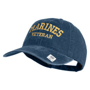 Marines Veteran Embroidered Washed Solid Pigment Dyed Cotton Twill Brass Buckle Cap