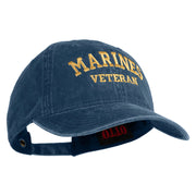 Marines Veteran Embroidered Washed Solid Pigment Dyed Cotton Twill Brass Buckle Cap
