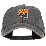 Arizona State Flag Map Embroidered Washed Cap