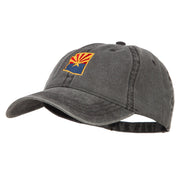 Arizona State Flag Map Embroidered Washed Cap