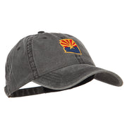 Arizona State Flag Map Embroidered Washed Cap