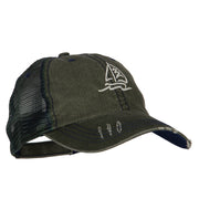 Sailboat Wave Embroidered Low Profile Mesh Cap