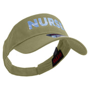 Nurse with Radiogram Embroidered Cotton Twill Sun Visor - Khaki OSFM