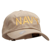 Licensed United States Navy Unstructured Low Profile 6 panel Cotton Cap - Khaki OSFM