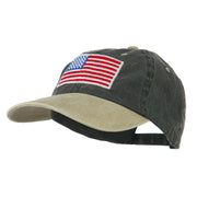 American Flag Embroidered Washed Two Tone Cap