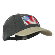 American Flag Embroidered Washed Two Tone Cap