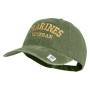 Marines Veteran Embroidered Washed Solid Pigment Dyed Cotton Twill Brass Buckle Cap