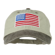 American Flag Embroidered Washed Two Tone Cap