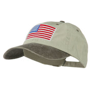 American Flag Embroidered Washed Two Tone Cap