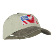 American Flag Embroidered Washed Two Tone Cap