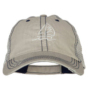 Sailboat Wave Embroidered Low Profile Mesh Cap