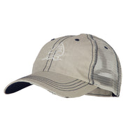 Sailboat Wave Embroidered Low Profile Mesh Cap