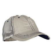 Sailboat Wave Embroidered Low Profile Mesh Cap