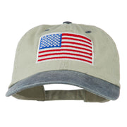 American Flag Embroidered Washed Two Tone Cap