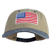 American Flag Embroidered Washed Two Tone Cap