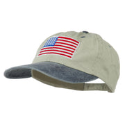 American Flag Embroidered Washed Two Tone Cap