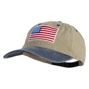 American Flag Embroidered Washed Two Tone Cap