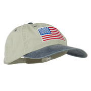 American Flag Embroidered Washed Two Tone Cap