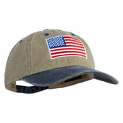 American Flag Embroidered Washed Two Tone Cap