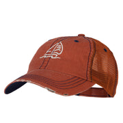 Sailboat Wave Embroidered Low Profile Mesh Cap