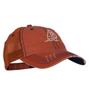 Sailboat Wave Embroidered Low Profile Mesh Cap