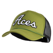 Aces White Patched Summer Foam Mesh Trucker Cap - Cactus Black OSFM