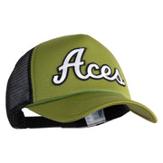 Aces White Patched Summer Foam Mesh Trucker Cap - Cactus Black OSFM