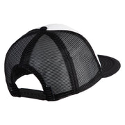 Large C Outline Faux Leather Patched Flat Bill Trucker Cap - White Black OSFM