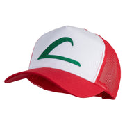 Ash Ketchum League Expo Patched 5 Panel Pet Spun Mesh Cap - White-Red OSFM