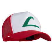 Ash Ketchum League Expo Patched 5 Panel Pet Spun Mesh Cap - White-Red OSFM