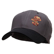 Tiny Red Black Asian Dragon Patched Two Tone Cotton Twill Low Profile Strap Cap - Black-Charcoal OSFM