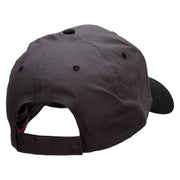 Tiny Red Black Asian Dragon Patched Two Tone Cotton Twill Low Profile Strap Cap - Black-Charcoal OSFM