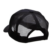 Winking Smiley Face Patched Solid Cotton Twill 5 panel Mesh Back Cap