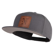 Old English N Faux Leather Patched Cotton Flat Bill Pro Cap - Grey OSFM