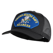 United State Navy Seabees Blue Patched Solid Cotton Twill Mesh Prostyle Cap - Black OSFM