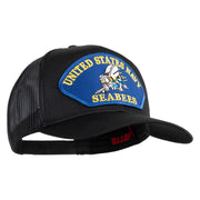 United State Navy Seabees Blue Patched Solid Cotton Twill Mesh Prostyle Cap - Black OSFM